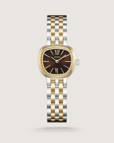 Abaq women's watch with gold and silver steel strap