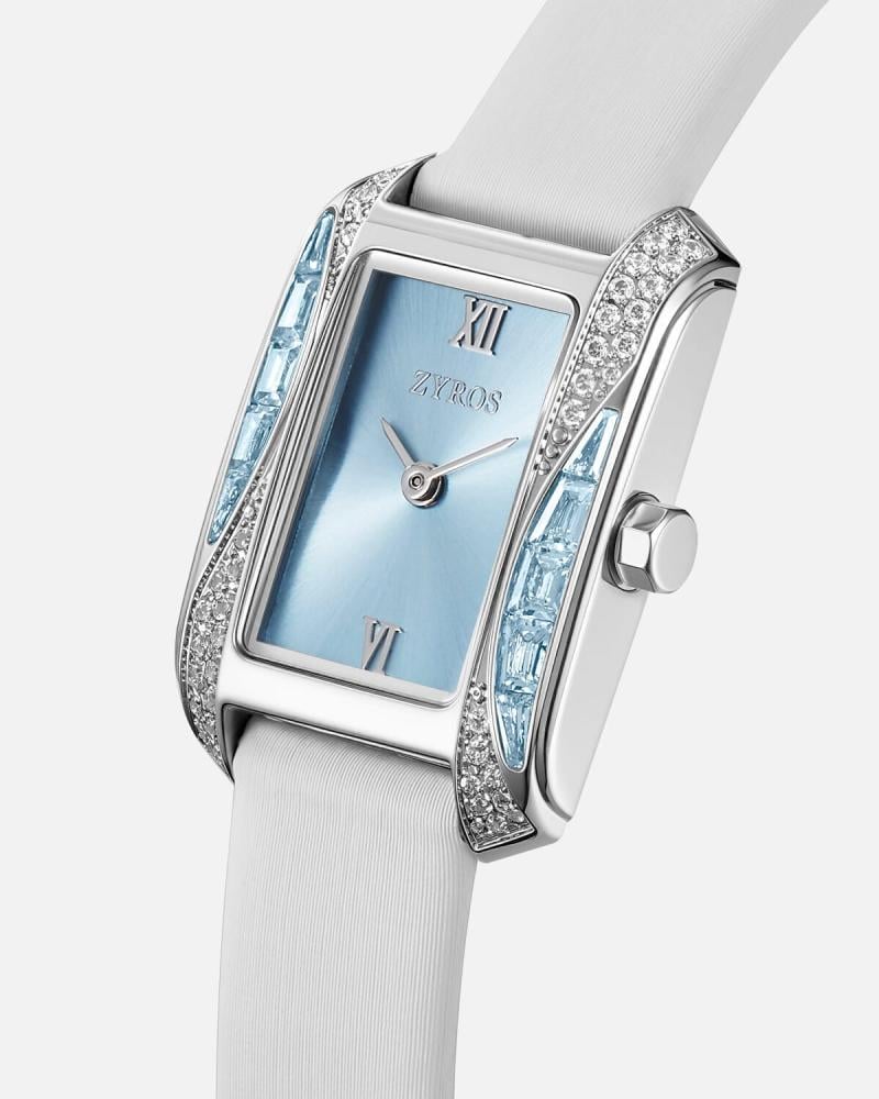 A women's watch that exudes elegance with its white leather strap.