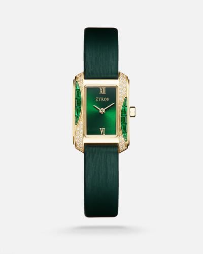 Ahed women's watch with a green leather strap