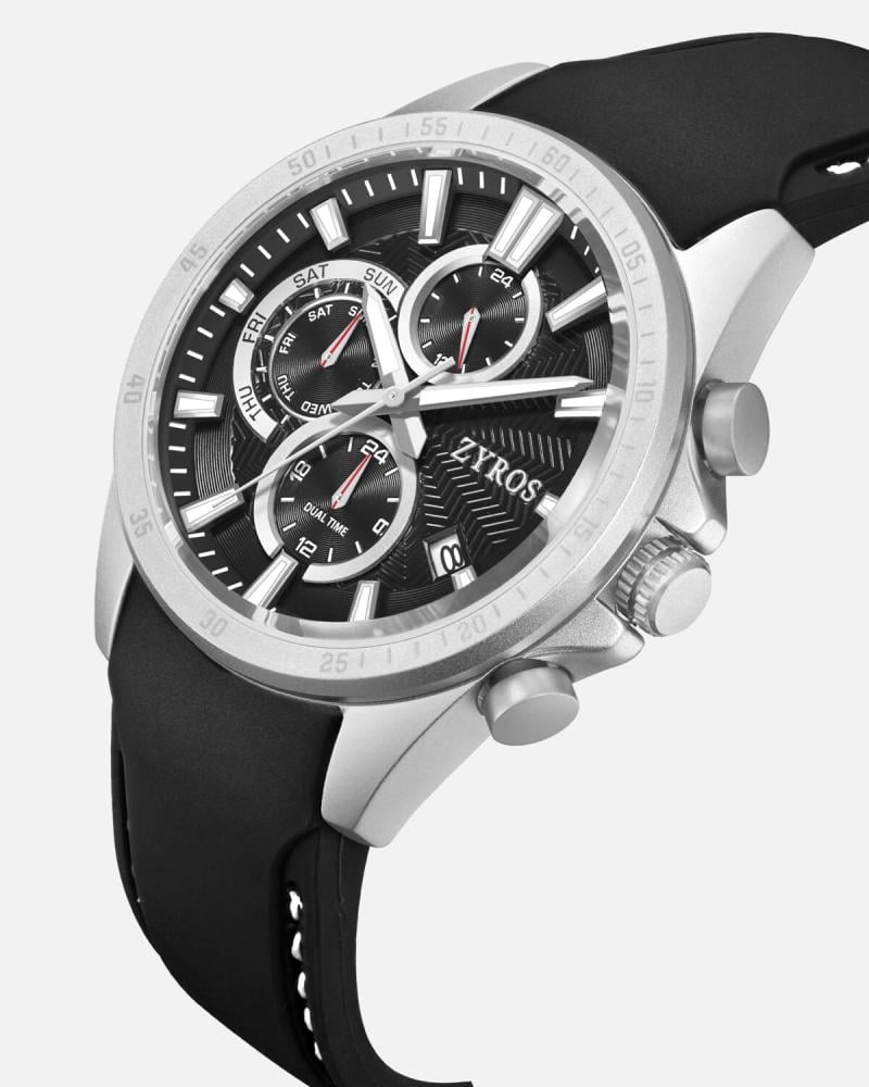 ساعة سيف الرجالية بسير من الربل بلون أسود