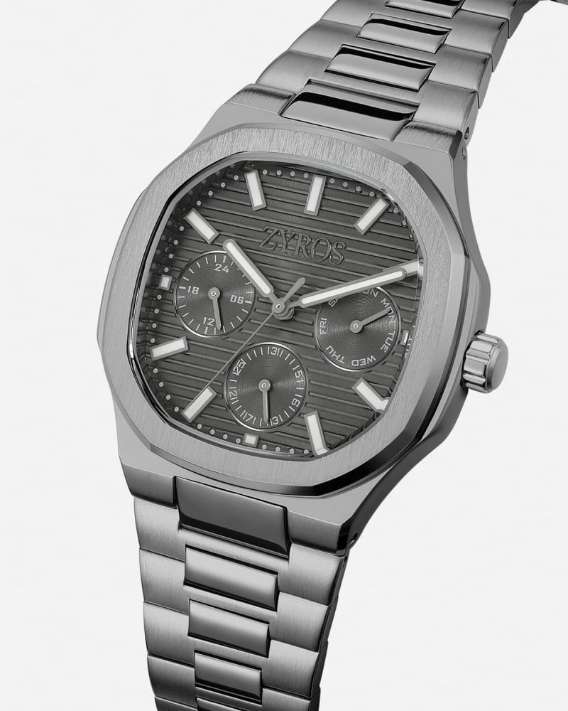 ساعة رجالية بسير ستيل بلون رمادي