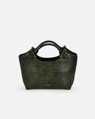 Small women's leather handbag in green