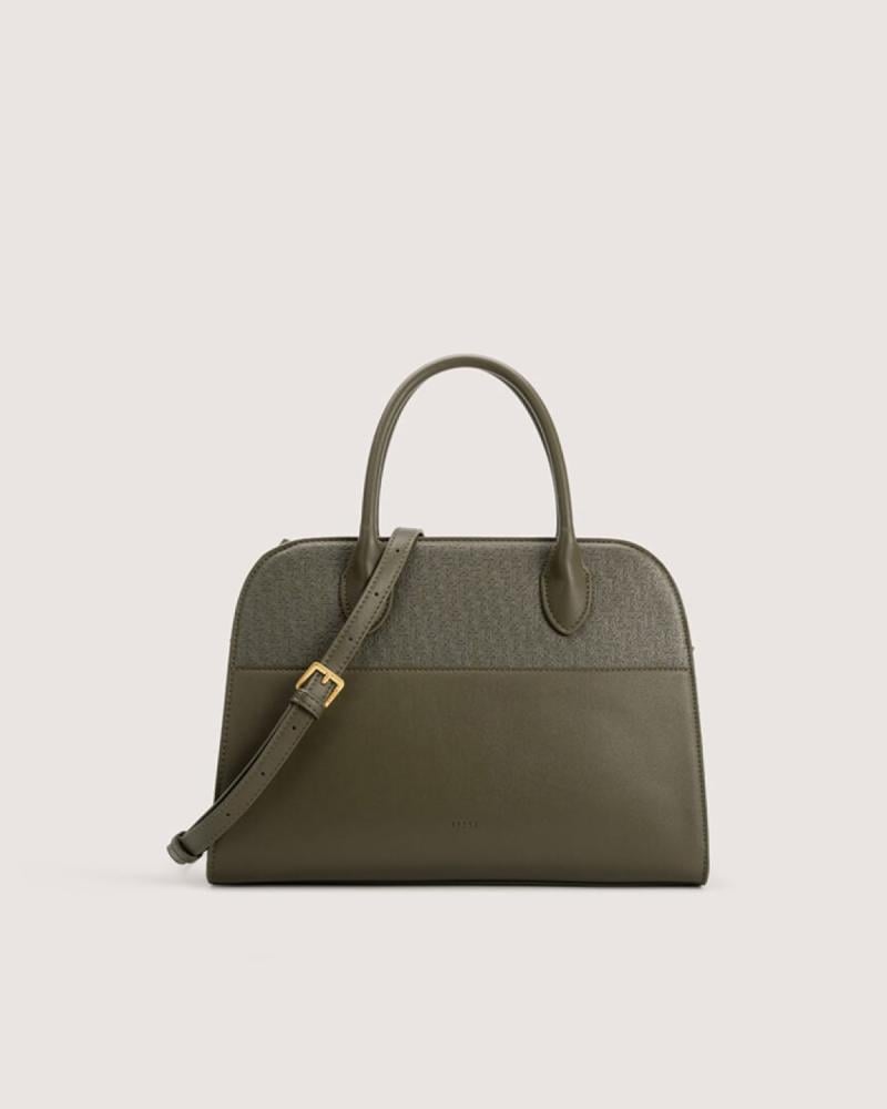 شنطة نسائية بحجم واسع بلون زيتي