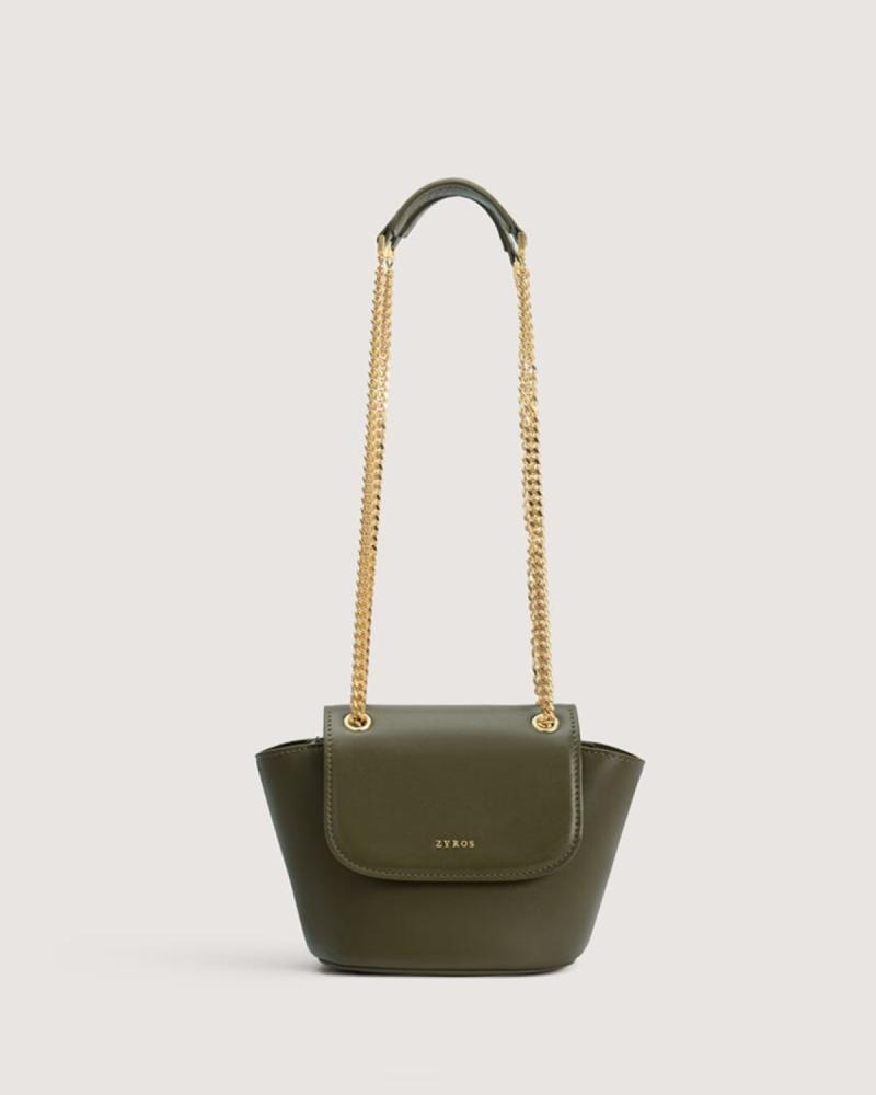 Small women's handbag in olive green