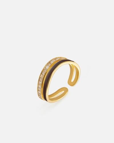 Elegant women's ring in gold and burgundy