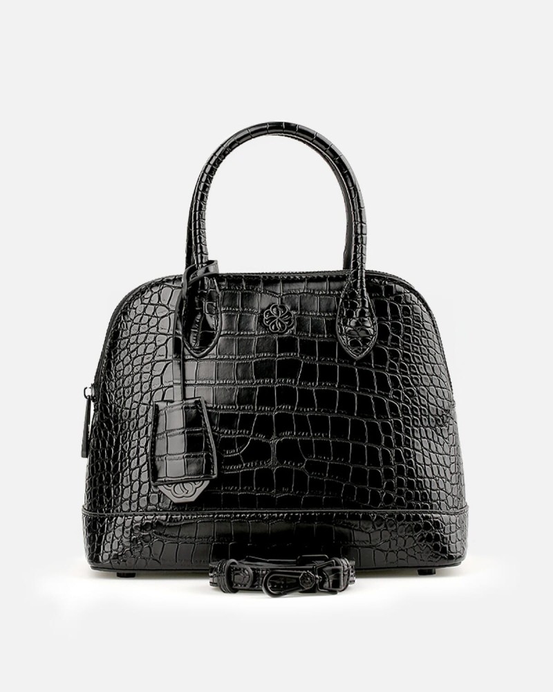 Elegant women's black leather bag
