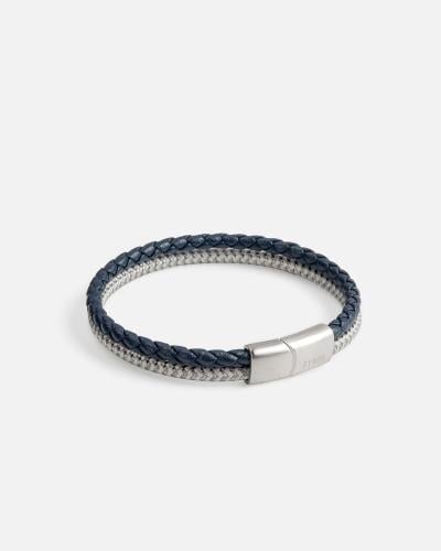 Men's bracelet with a design of two bracelets together in blue and gray