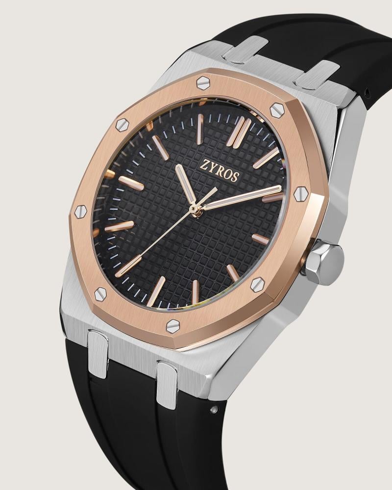 ساعة فخر الرجالية من الربل بلون أسود