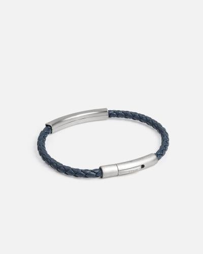 Men's blue braided leather bracelet