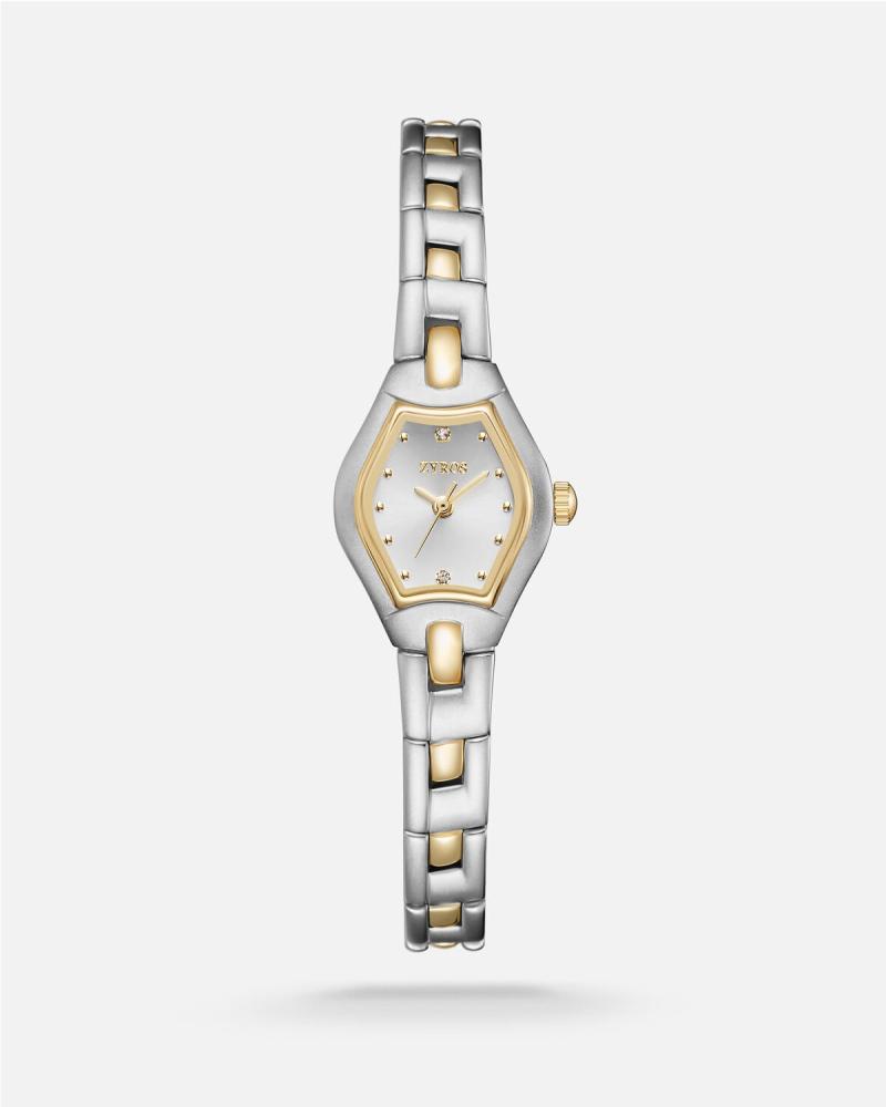 Women's watch with a gold and silver stainless steel strap
