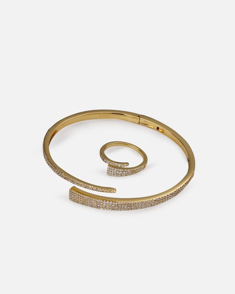 Elegant gold bracelet and ring set