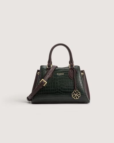 Practical women's bag made of green leather