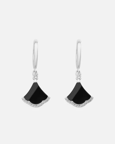 Women's earrings with an attractive design in silver and black