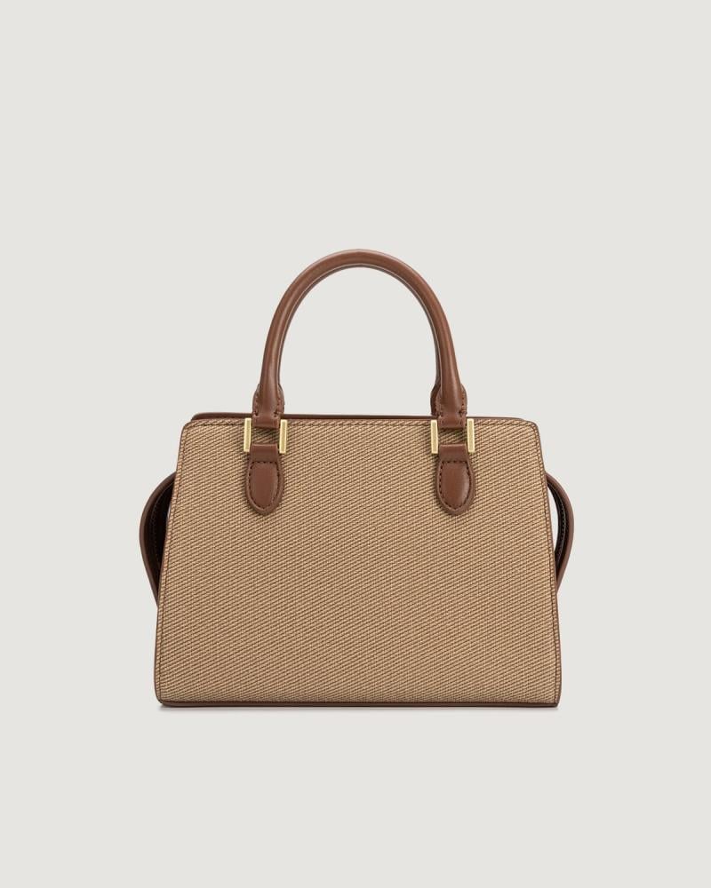 Women's brown leather handbag with a classic design