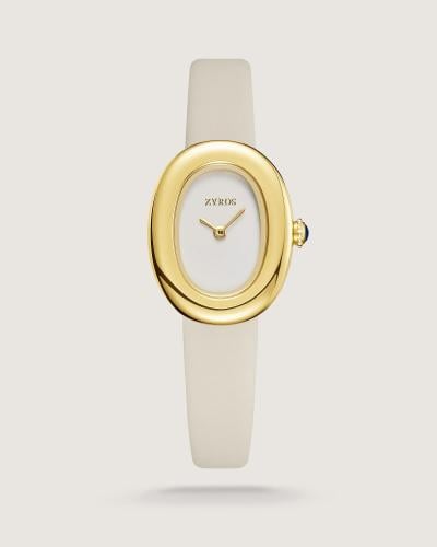 Unique women's watch, beige leather