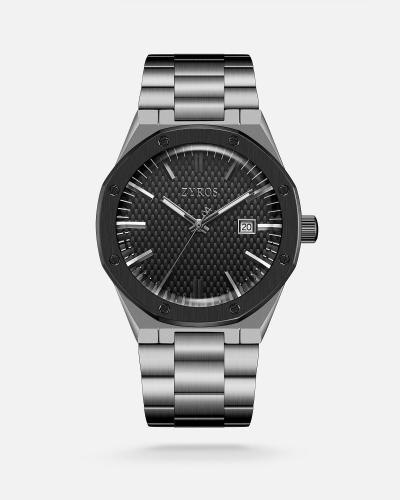 Men's watch with a gray steel strap