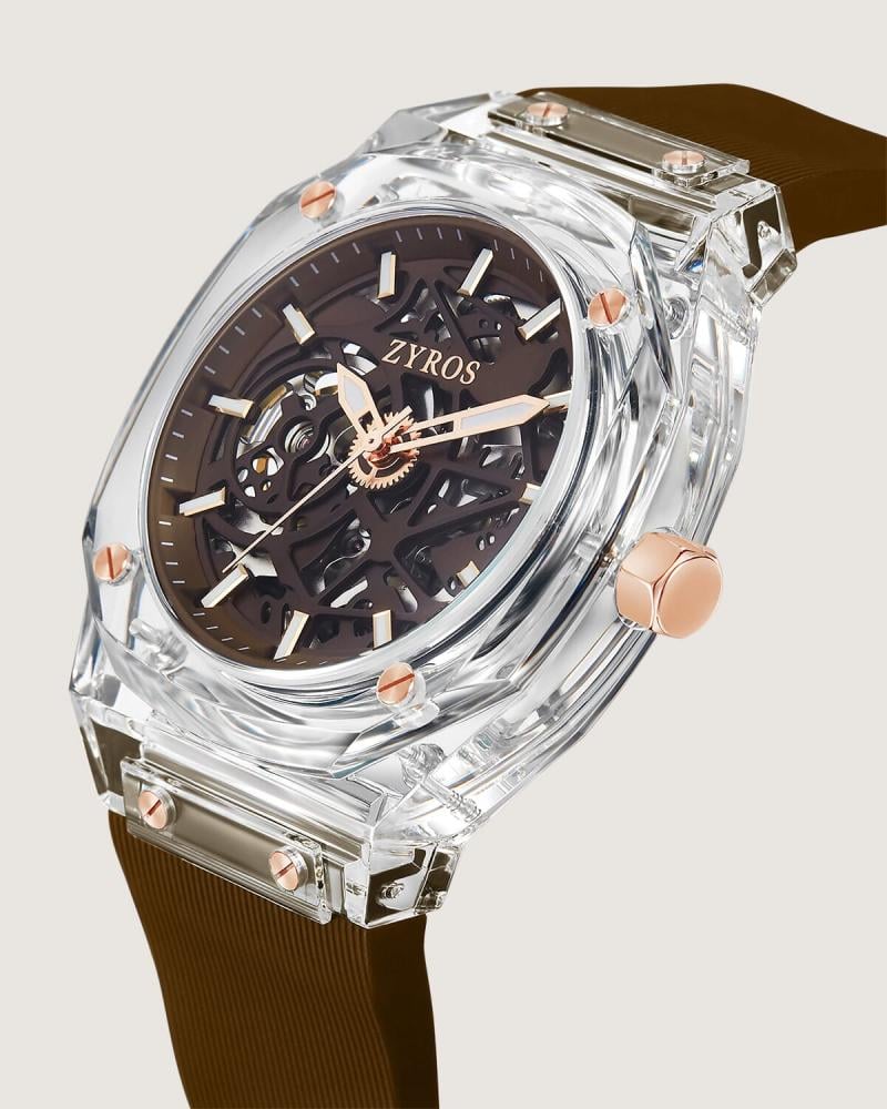 ساعة بتال الرجالية اتوماتيك ربل بلون بني