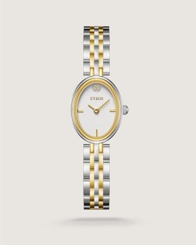 Women's ID watch, steel, gold and silver color