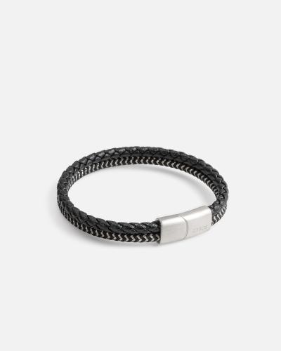 Men's bracelet with a design of two bracelets together in black