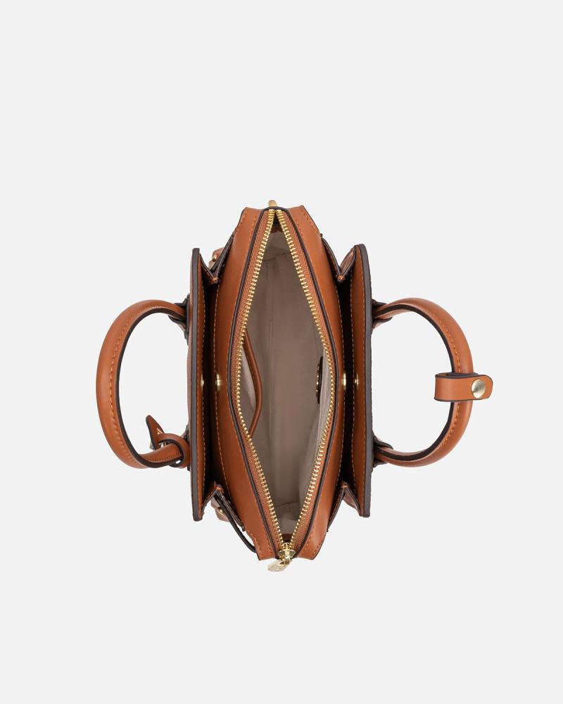 Women's handbag made of luxurious brown leather