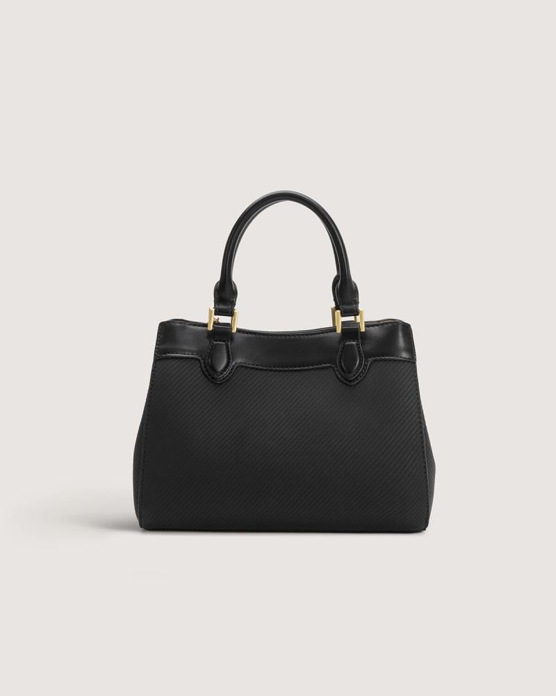 Women's black leather handbag