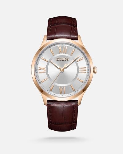 Adeem men's watch with a brown leather strap
