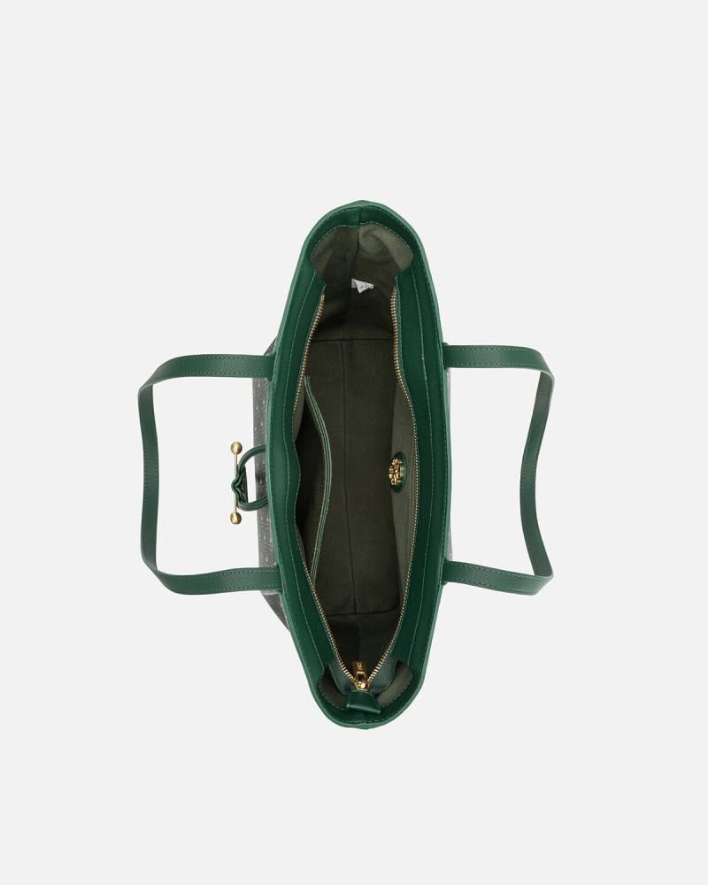 Women's spacious bag in a green patterned color