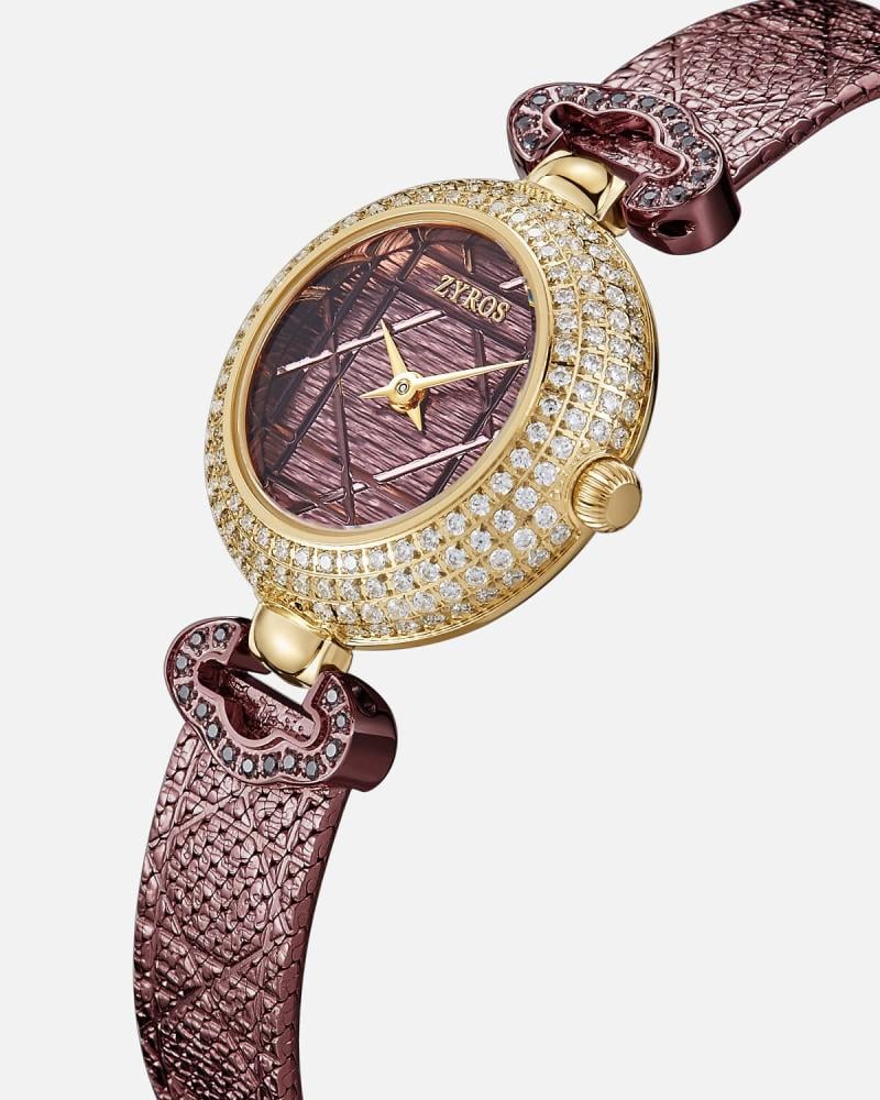 A women's watch with a charming design in brown