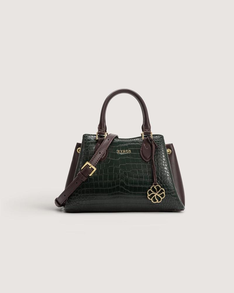 Practical women's bag made of green leather