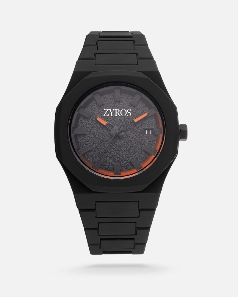 Men's watch with carbon strap, black