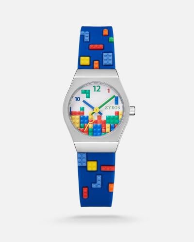 Children's watch with a blue rubber strap