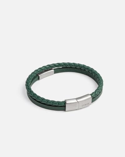 Men's bracelet with a design of two bracelets together in green