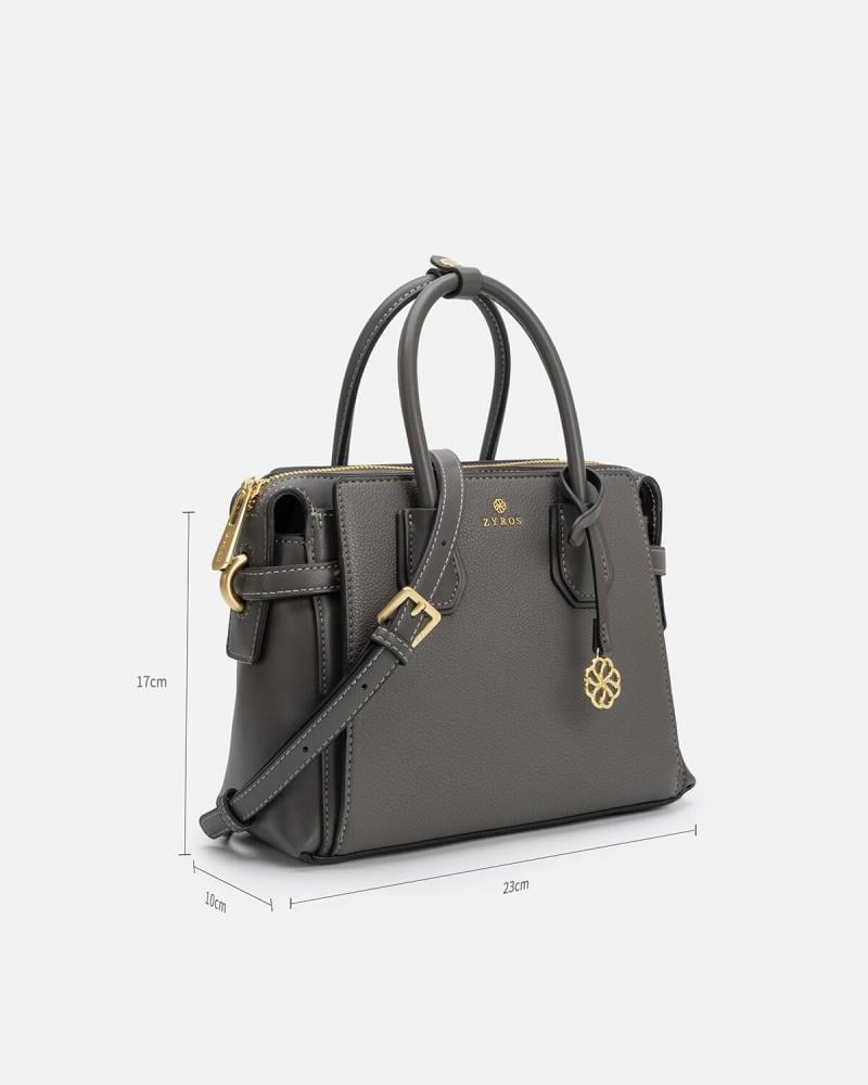 Women's handbag made of luxurious gray leather