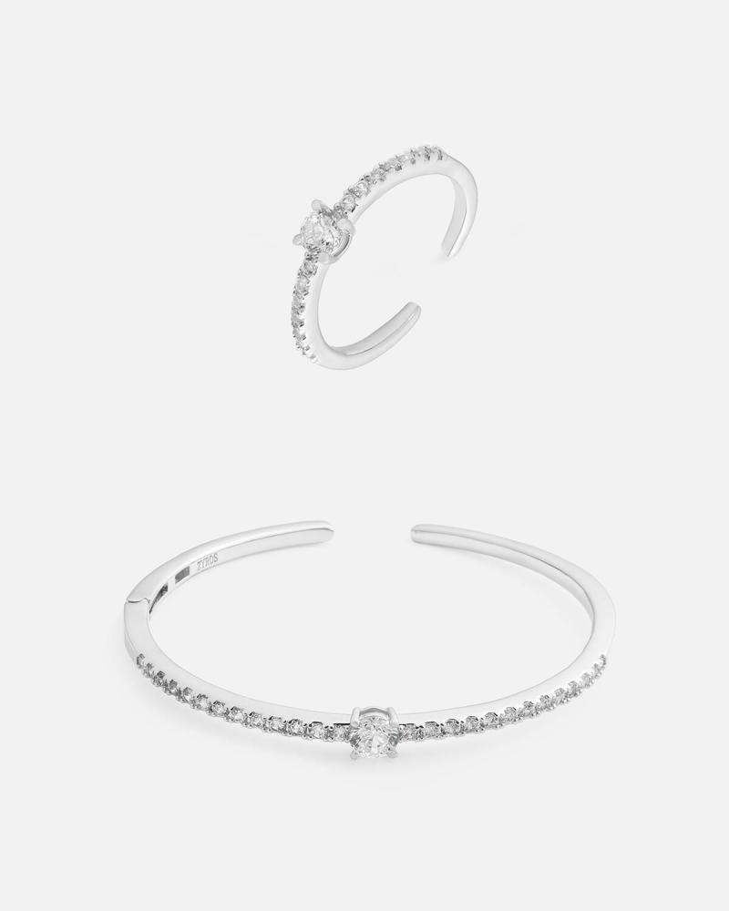 Attractive women's set: ring and bracelet in silver