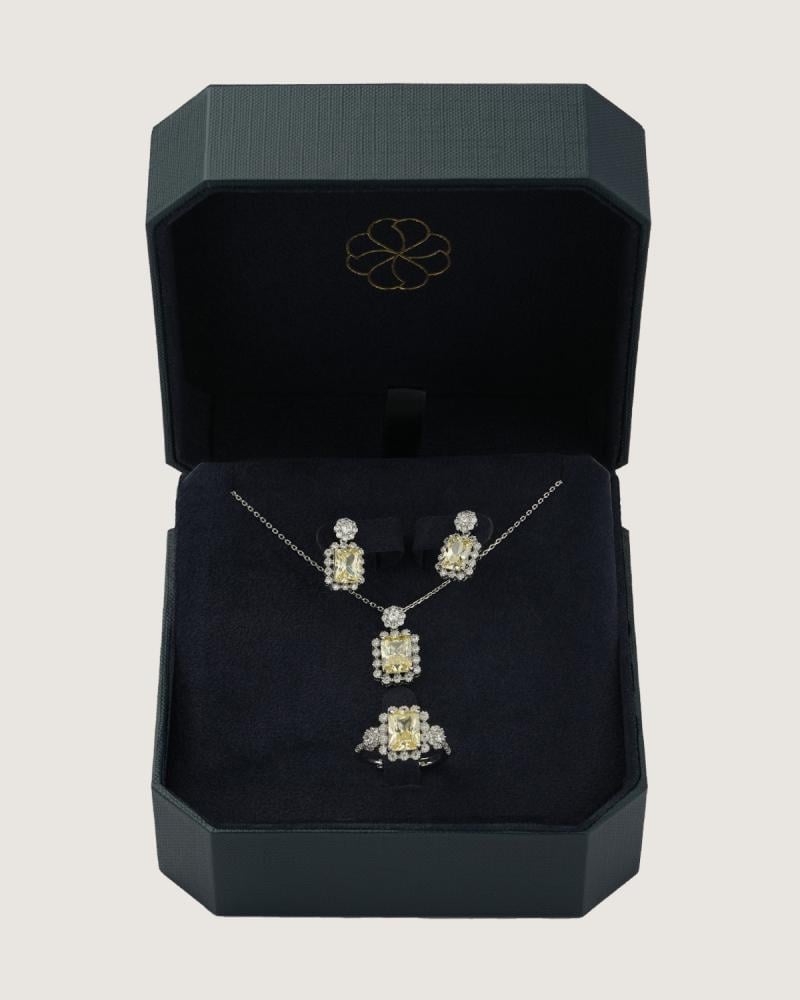 Women's accessory set with an attractive design in silver and yellow