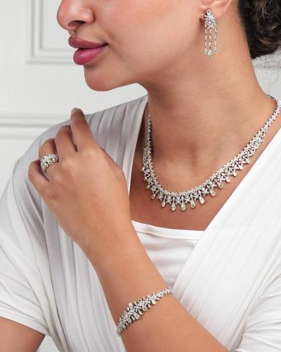 Unique women's zircon set in silver and gold