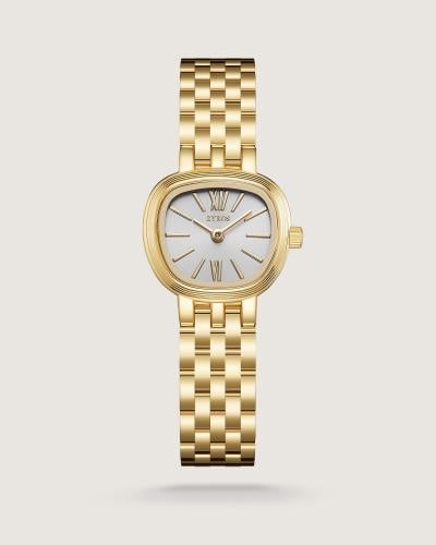 Abaq women's watch with a gold steel strap