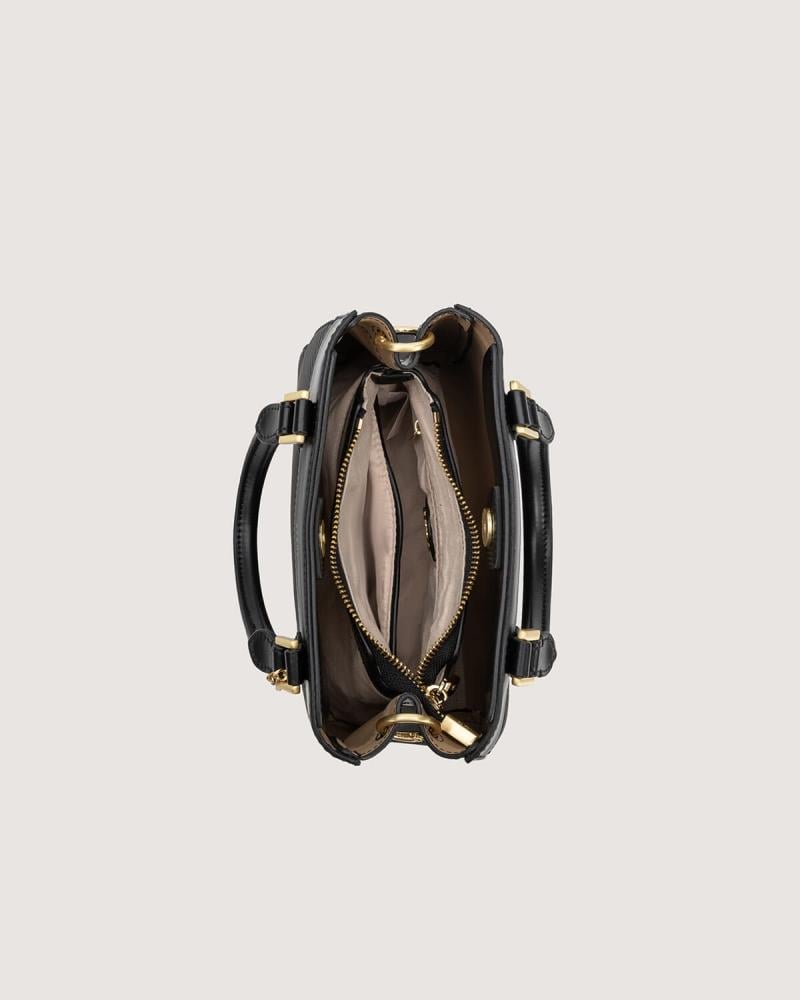Women's black leather handbag