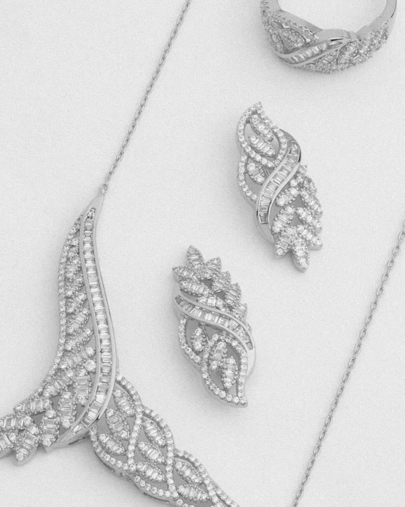 Luxury women's accessory set in silver