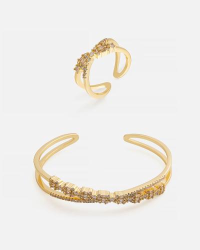 A gold-colored bracelet and ring set for your special occasions