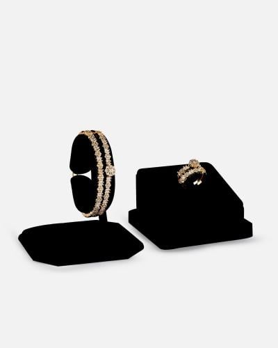 Women's set: two bracelets and two gold rings