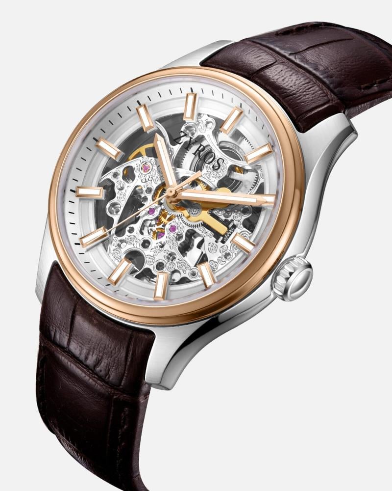 ساعة ود الرجالية اتوماتيك من الجلد بلون بني