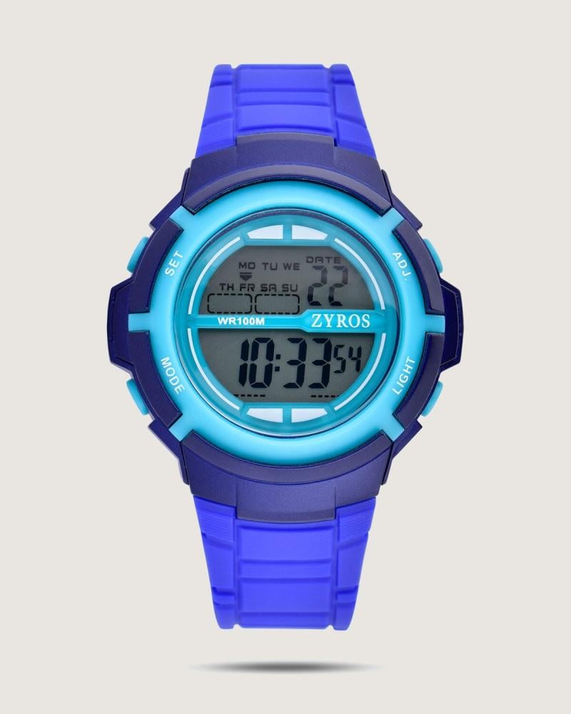 Women's watch with a modern design in blue.