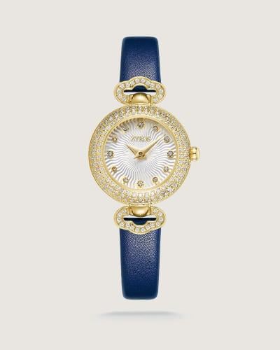Women's blue leather watch