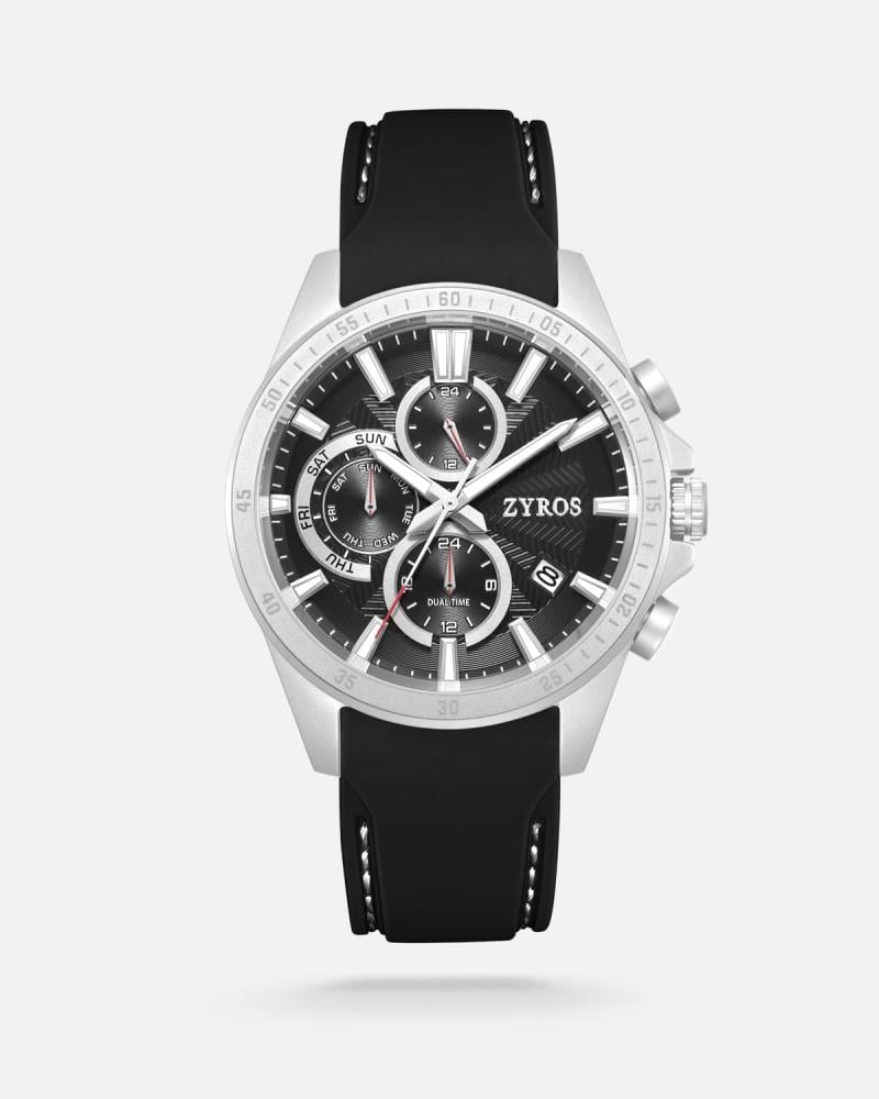 ساعة سيف الرجالية بسير من الربل بلون أسود