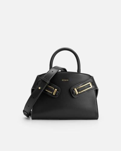 Women's handbag made of luxurious black leather