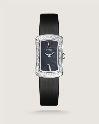 A glimpse of the women's watch in black leather