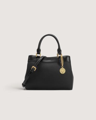 Women's black leather handbag