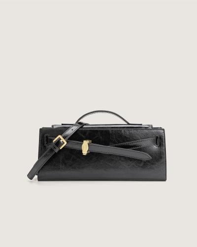 Men's medium-sized leather bag in black - Zyros official website
