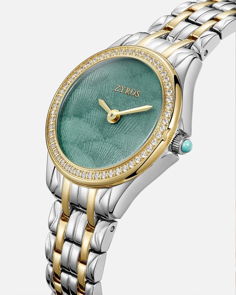 Women's watch with a gold and silver steel strap